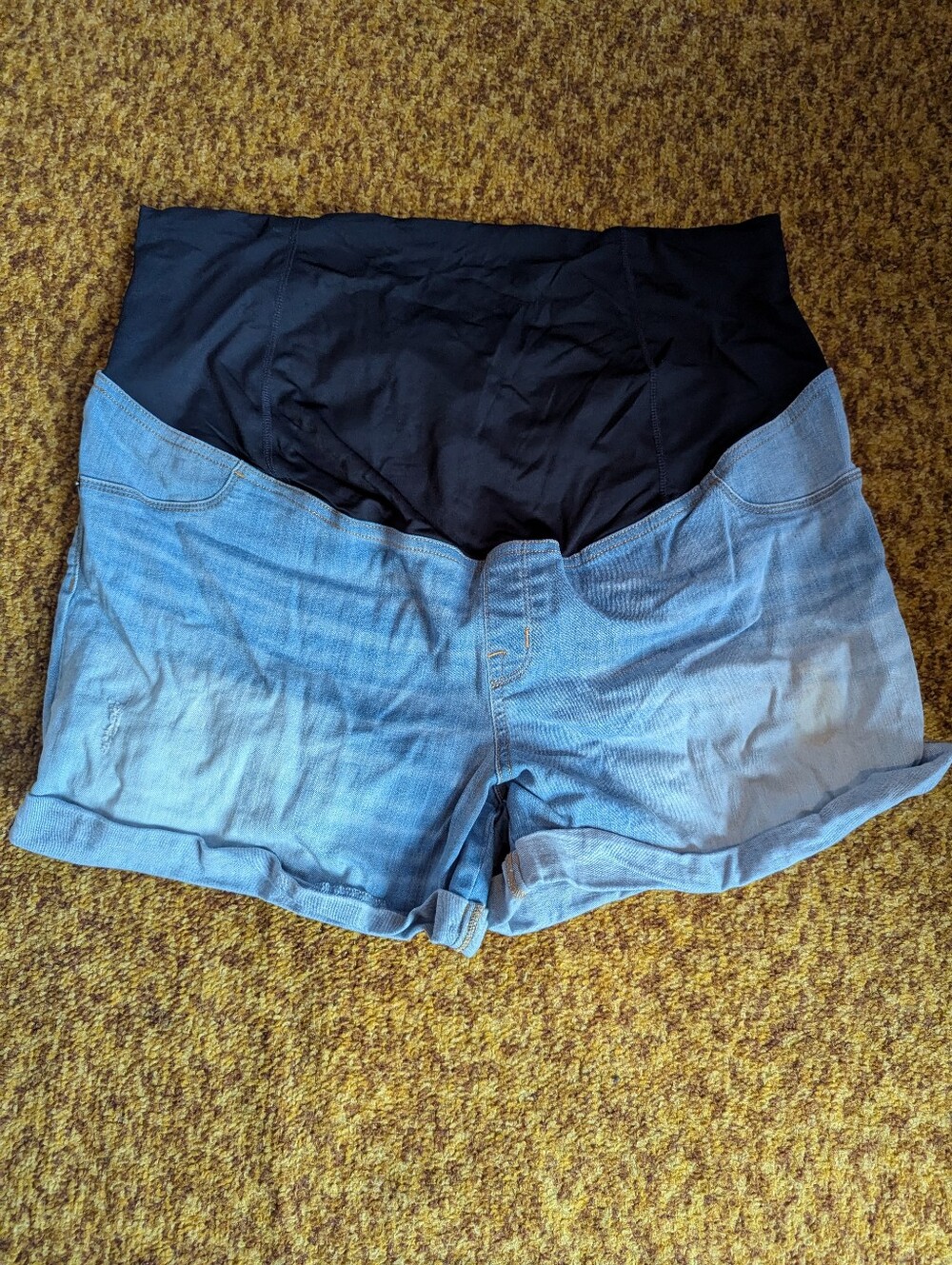 XL Or Size 18 Light Wash Maternity Denim Shorts Half Panel Supportive Mid Length